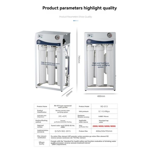 Commercial Ro Water Treatment System 600 Gallon 500L/Hour