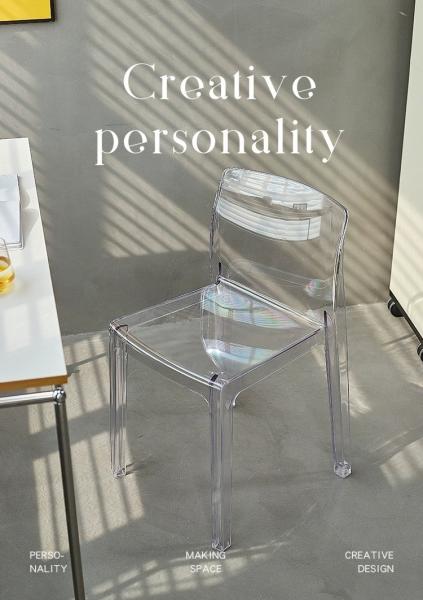 Modern Dining Side Chair, Flash Furniture Phantom Series Transparent Stacking Side Chair