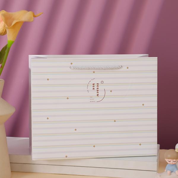 Simple Striped Plaid Handbag Shopping Mall Paper Bag Plaid Birthday Gift Packaging Bag