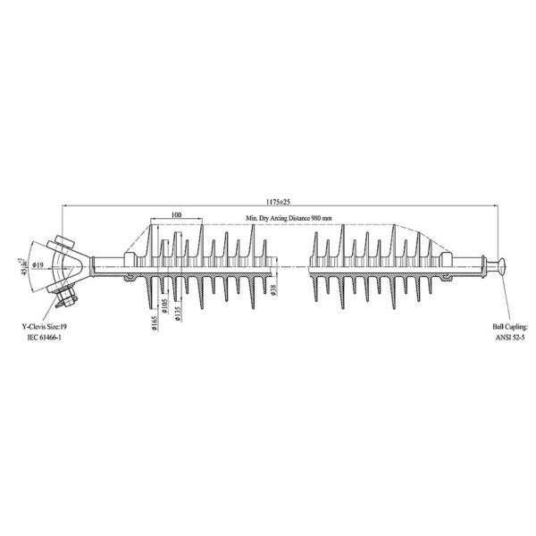 11KV 33KV 66KV Silicone Rubber Composite Insulator Medium Voltage Polymer Pin Insulator