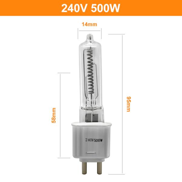 240V 500 Watt Quartz Halogen Bulb Lumens High G9.5 Infrared Heating Theatre TV Video