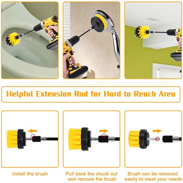 Sustainable Car Cleaning 6Pcs Power Drill Brush Kit 9cm Medium Hard