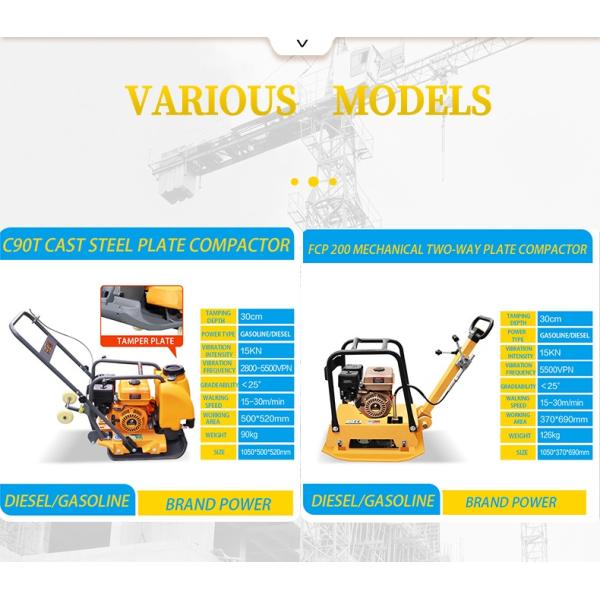 Ground Compaction Electric Vibrating Plate Compactor with Centrifugal Force of 50KN