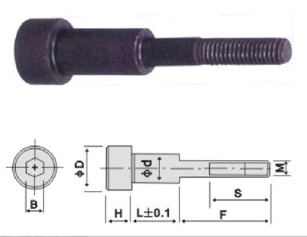 M48 Stainless Steel Shoulder Screws SCM435 HRC 30 Hexagon Shoulder Bolt