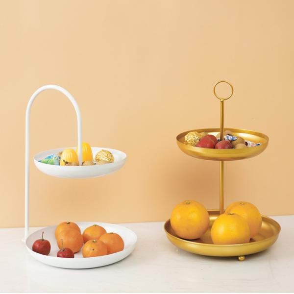 Anti Rust Double Tier 31cm Height Steel Fruit Basket