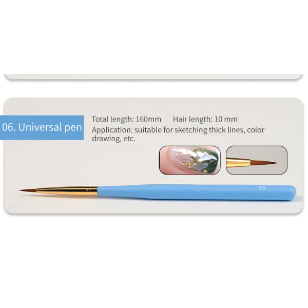 Synthetic Nylon Hair Gel Nail Art Brush 6pcs Nail Art Drawing Pen