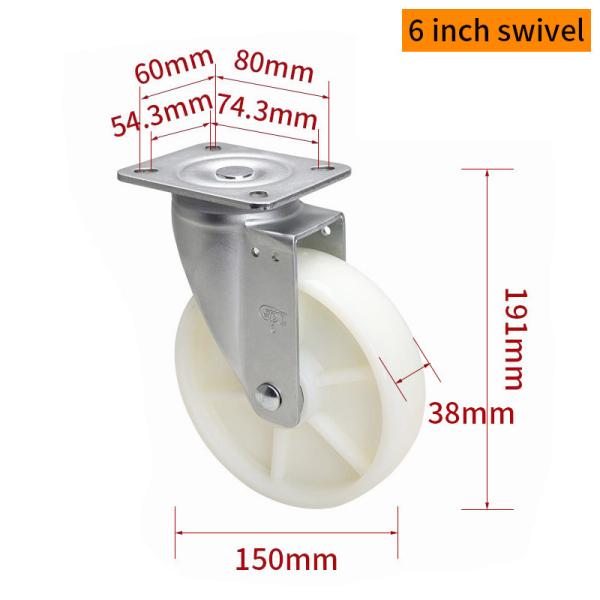 EDL Medium Duty 6inch Caster TPA Plate by Rigid , Swivel and Brake Type 250kg 666P-26