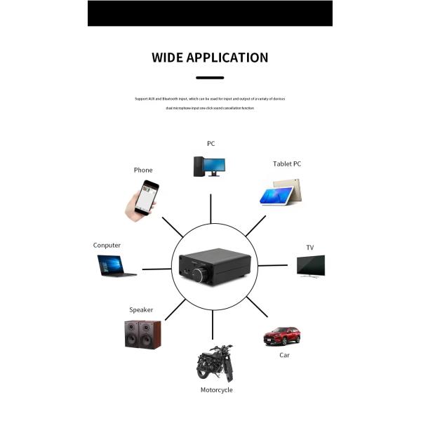 TPA3116 Digital Amplifier 100W Stereo HiFi Class D with Bluetooth 5.0 and Aluminum Alloy Housing