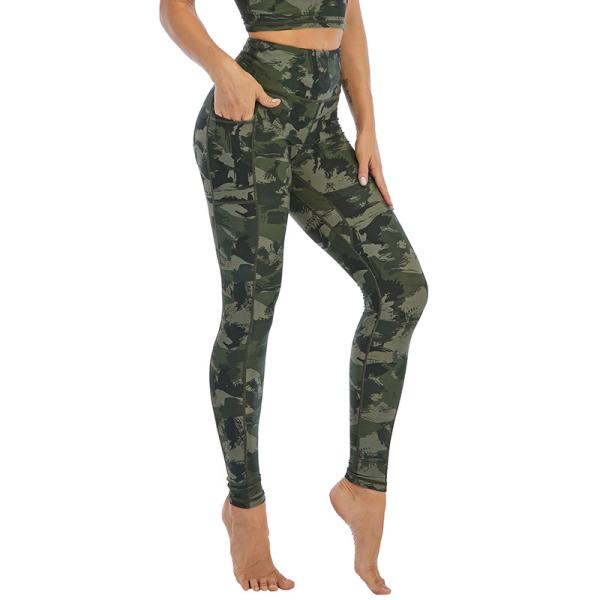 Camouflage High Waisted Workout Leggings Digital Printing Quick Dry