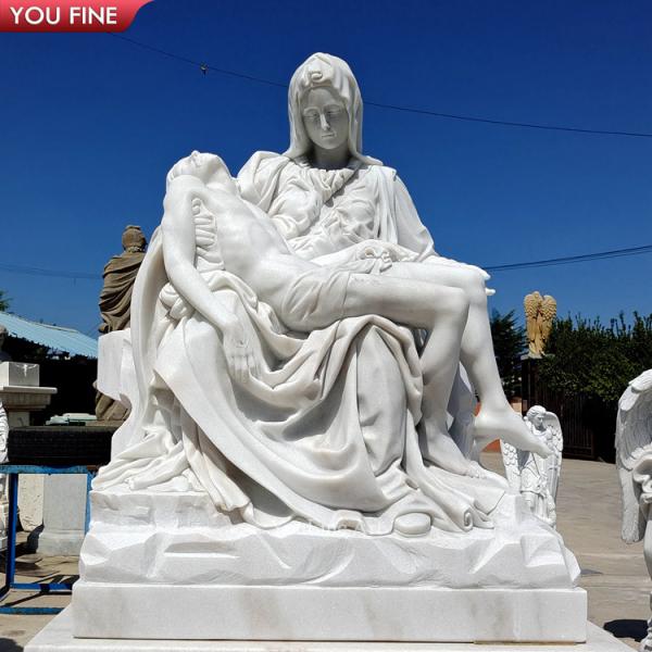 Western Marble Jesus and Mary Statue - Michelangelo's Pieta Reproduction