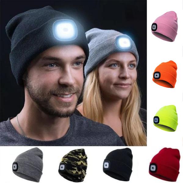 Factory Price LED Lighted Beanie Cap Hip Hop Men Knit Hat Winter Warm Hunting Camping Running Hat Gifts For Woman Man