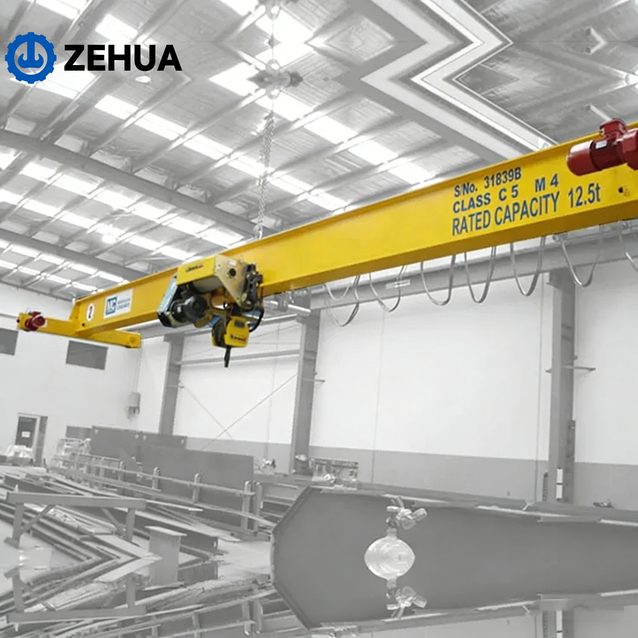 Zehua Single Girder Bridge Crane European Type Model Single Bram Overhead Crane 5 Ton Price Stone Single Arm Crane