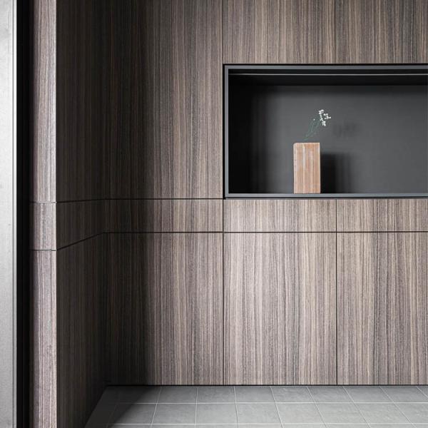 Modular ODM Handleless Kitchen Cabinets Wood Veneer Kitchen Cabinets