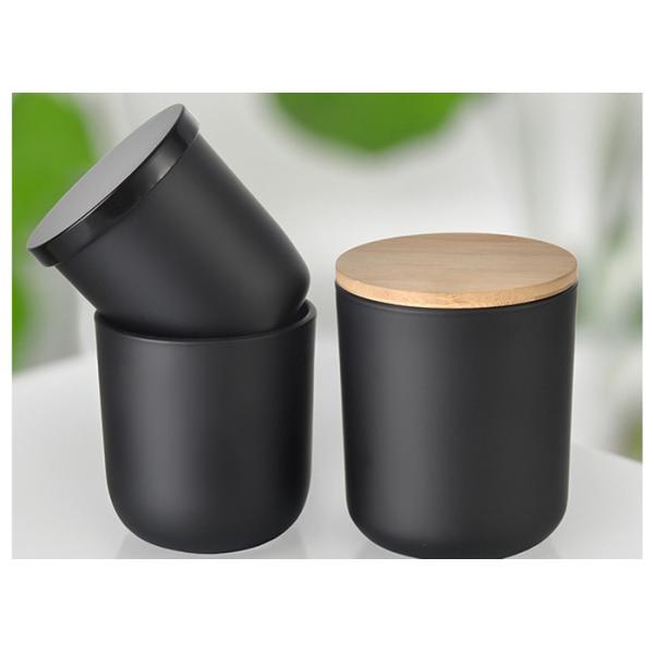 Custom Logo Round Bottom Glass Candle Jar Matte White Black Candle Jar