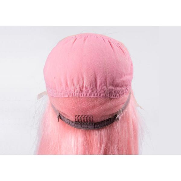 Шелковистой прямой покрашенные волной парики волос, парики шнурка розового цвета человеческие полные с волосами младенца