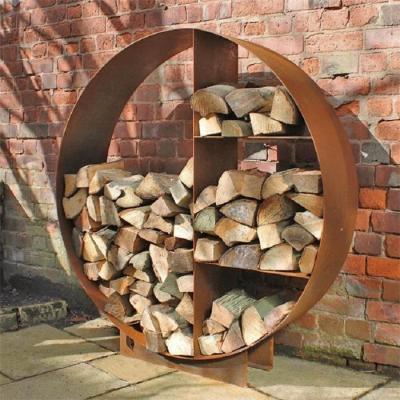 Suporte redondo maior da lenha da cremalheira de Rusty Circle Corten Steel Firewood