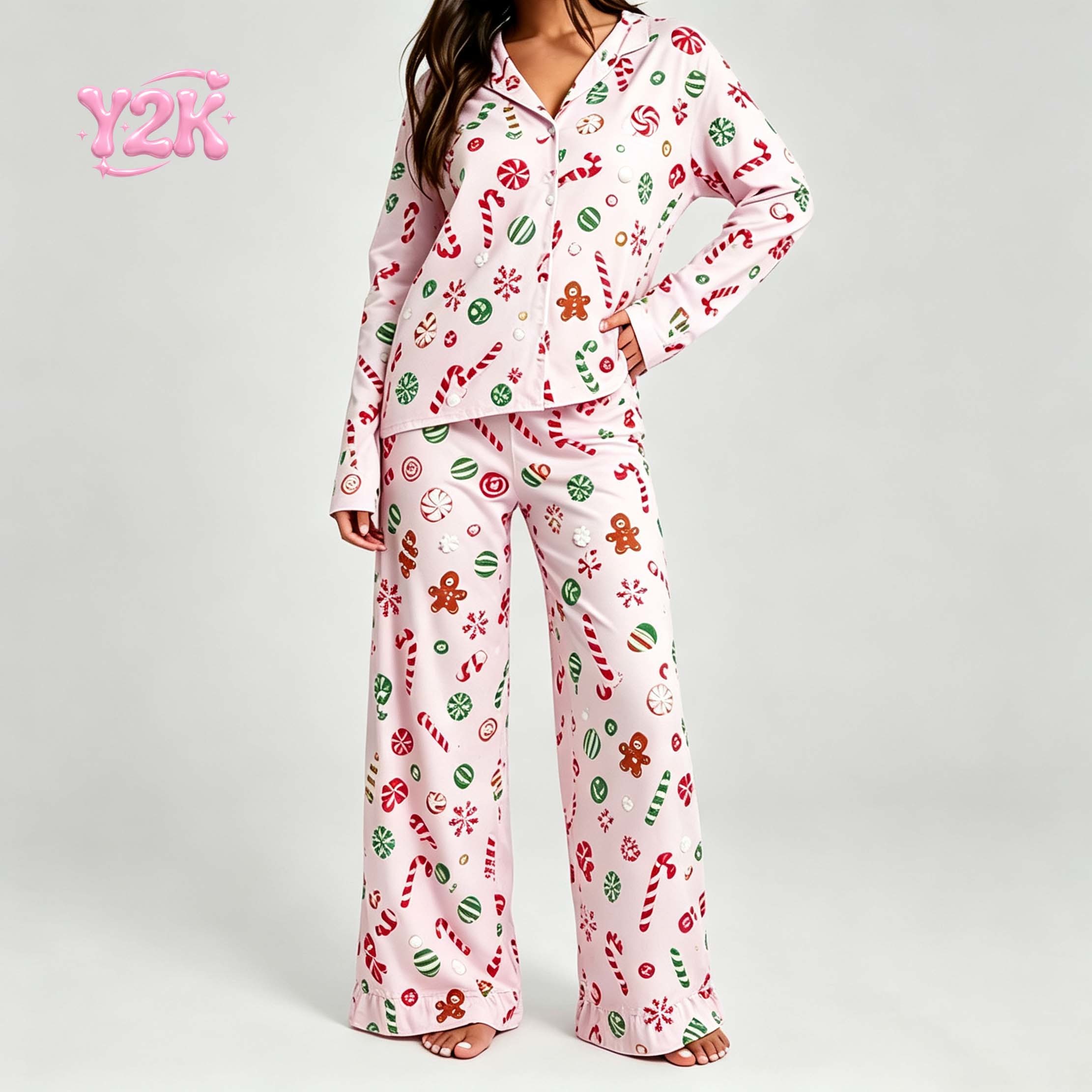 Custom Women's Animal Print Shirt Wide Leg Pajama Set