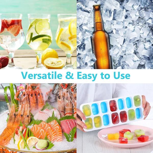 14-Ice Cube Trays TPE PP Material with Easy-Release and Spill-Resistant Removable Lid