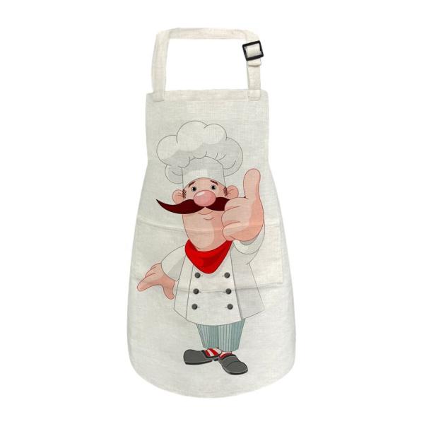 Printable Blank White Adjustable Sublimation Linen Apron With Pocket For Adult and Kids