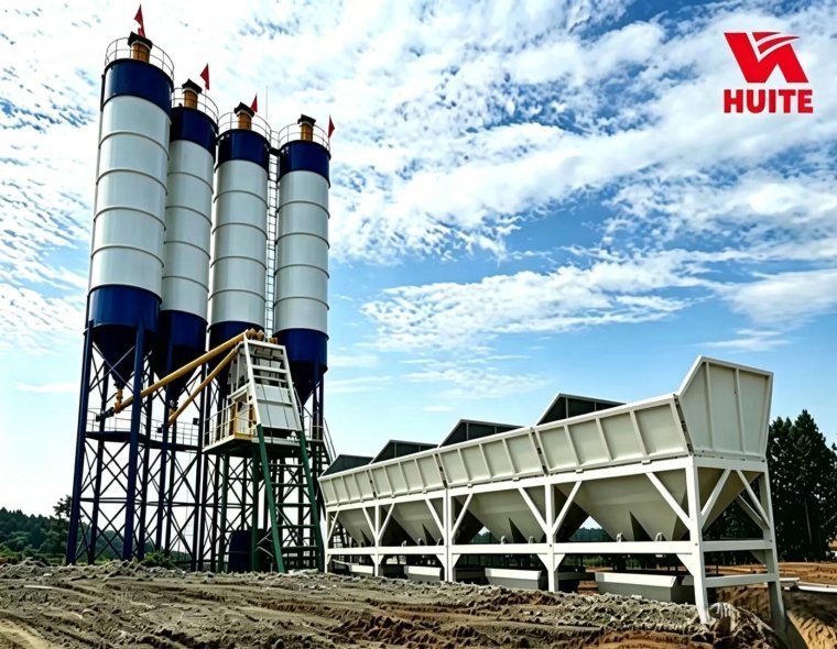 HZS75 Complete Concrete Batching Plant Commercial Anti Corrosion