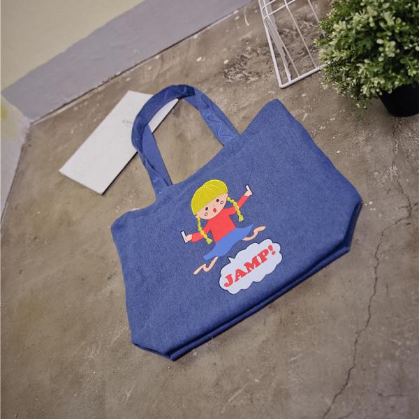 Playful denim shoulder bag printing canvas bag large capacity Meng Mei casual female