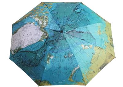 Customized Printed 3 Fold Umbrella , Mini Automatic Umbrella For Sun Or Rain