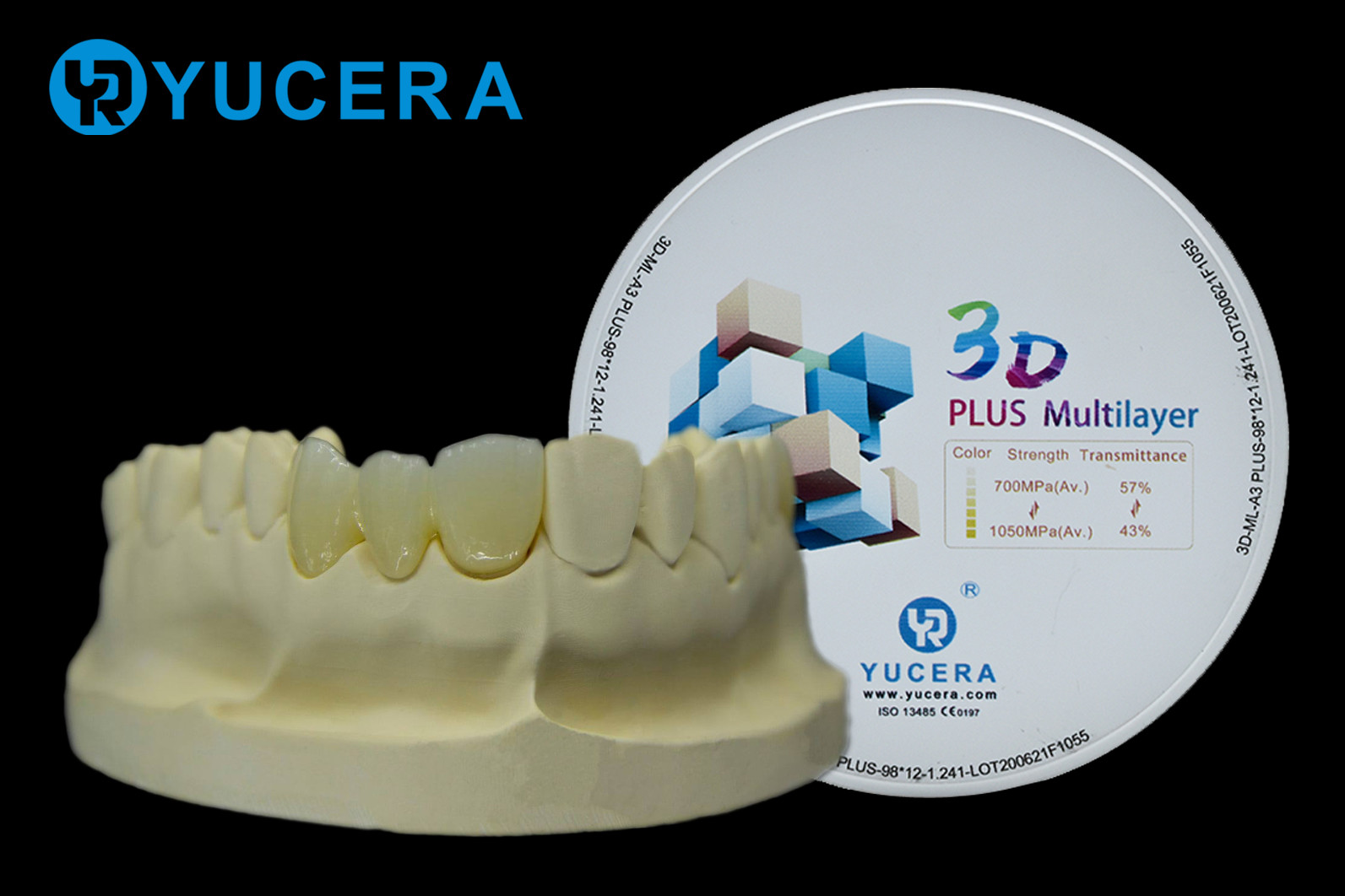 3D плюс разнослоистое Yucera Pre спекло блоки Zirconia с 16 цветами и отбеливателем