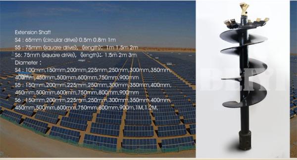 Photovoltaic engineering Hydraulic rock driill Long Spiral soil Drilling Augers , hydraulic ground hole drill earth auge