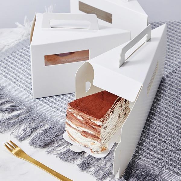 ねじれたハンドル付きカスタムクラフト紙三角ケーキスライスボックス