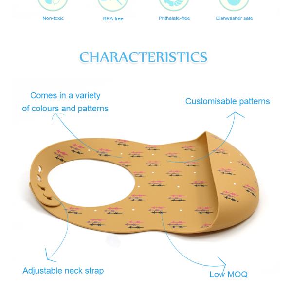 Custom Soft Waterproof EN71 Baby Food Catcher Bib Food Grade