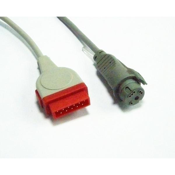 GE Utah Invasive Blood Pressure Cable 12ft Grey Rect 11pin To Utah-4pin