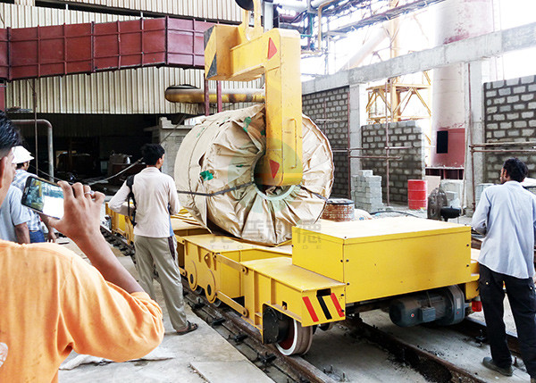 60t Turkey foundry plant battery flat steel scrap transfer car on curving rails