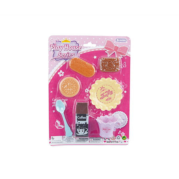 15 Pcs Plastic Cookies Tea Set Children's Play Toys W / Spoons Cups Big Plate