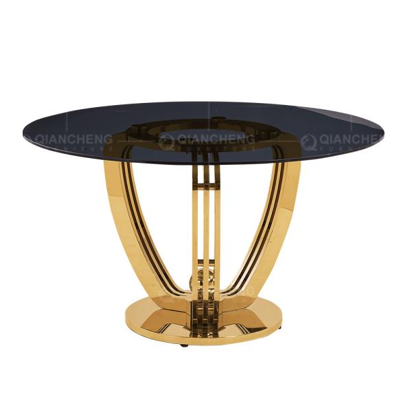 O diâmetro de prata 135cmx75cm do espelho moderou o anel de vidro da mesa de jantar deu forma aos pés do cromo