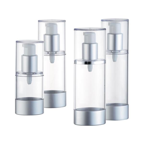 Oval Single Wall Airless Pump Cosmetic Bottles Aluminum Base Pump 20ml 30ml 40ml 50ml