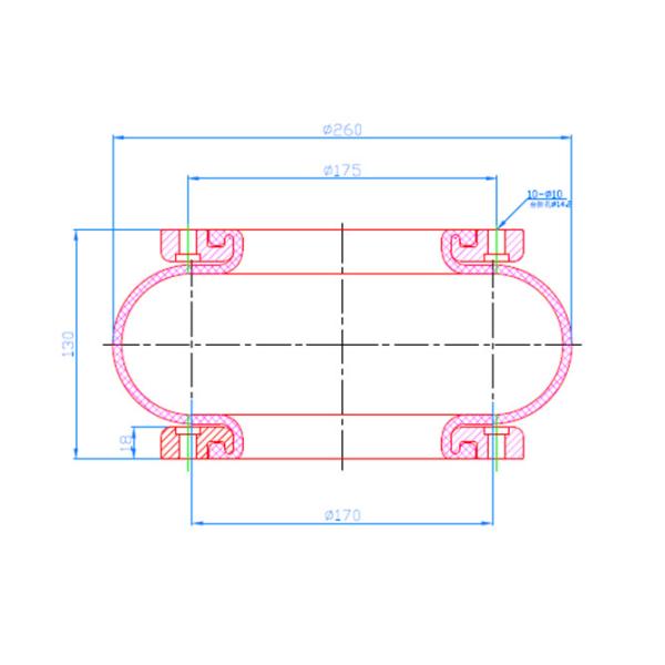 Резиновый промышленный амортизатор воздуха весны воздуха замысловатый с кольцом 260130Х-1 фланца