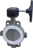 Corpo de aço inoxidável movido por engrenagem de minhoca e válvula de borboleta tipo wafer assentada em PTFE