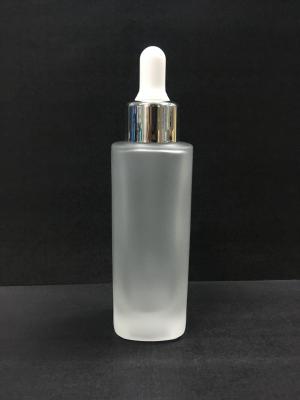 50ml Square Glass Cosmetic Dropper Bottles / Frosted Essential Oil Bottles Skincare Packaging