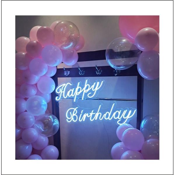 Acrylic Wall Mounted Neon Light Happy Birthday Sign Low Consumption