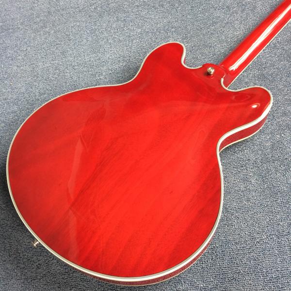 Double F holes jazz electric guitar,Rosewood Fingerboard,burst color Quilte Maple with Red back