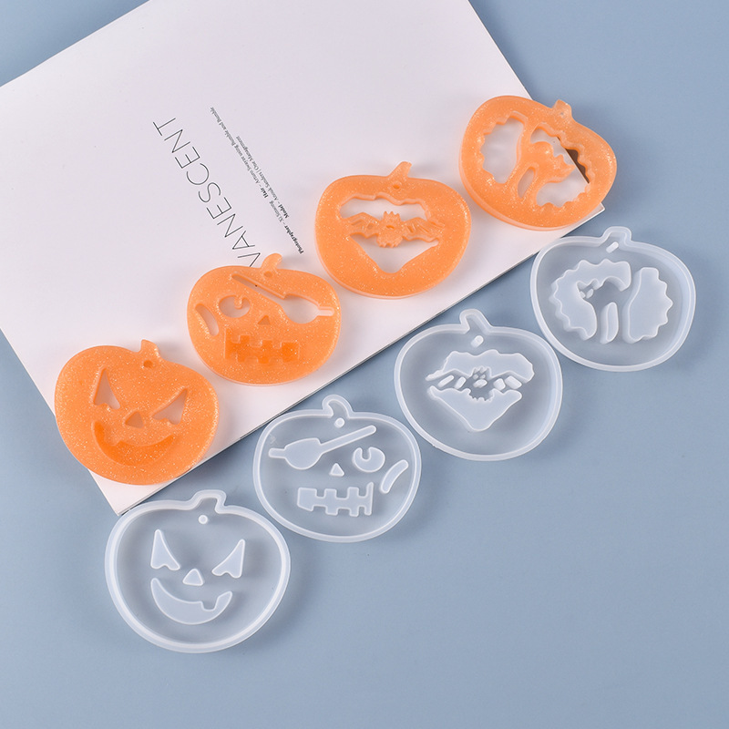 DIY Crystal Dropper Mold Funny Halloween Pendant Series Pumpkin Ghost Hanging Silicone Mold