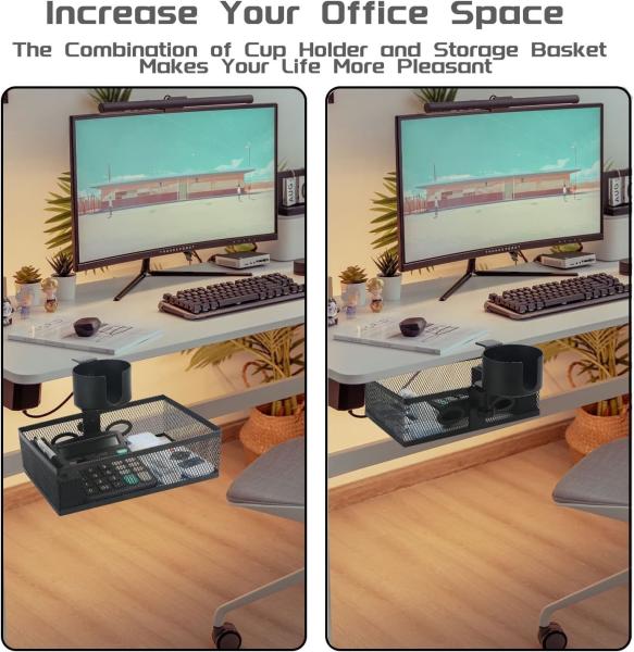 Streamline Your Workspace with Wall Mounted Rotating Under Desk Drawer and Cup Holder