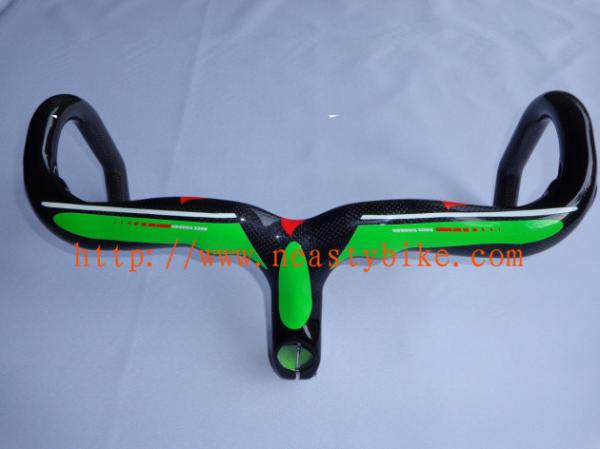 HB-NT13 NEASTY-Full Carbon Road Bike Parts/Bicycle Green Handlebar with integrated Stem