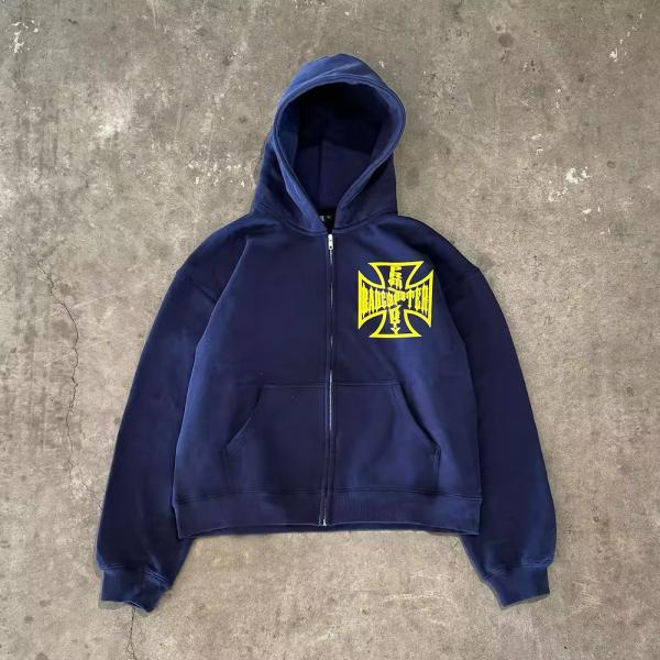 Custom Lightweight French Terry Cotton Cut Raw Hem Cropped Vintage Acid Wash Sun Faded Blank Zip Up Baggy Hoodie