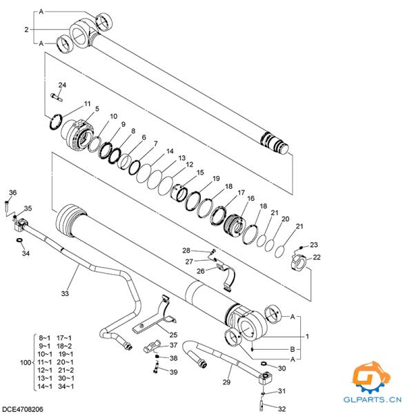 El cilindro de rebote para Hitachi ZX280 ZX280-5G ZX280LC-5G ZX290LC-5B ZX290LCN-5B 4708206