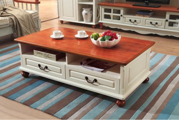 American Countryside Style Wooden Drawers SquareTea Coffee Table