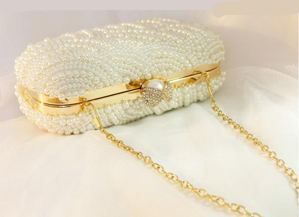Bride's rhinestone pearl handbag new dinner evening bag socialite's hand sewed beaded gown small wedding bags