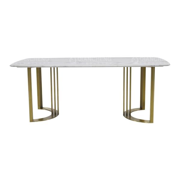 Pé de aço inoxidável do ouro de mármore 200x100x75cm luxuoso italiano da mesa de jantar