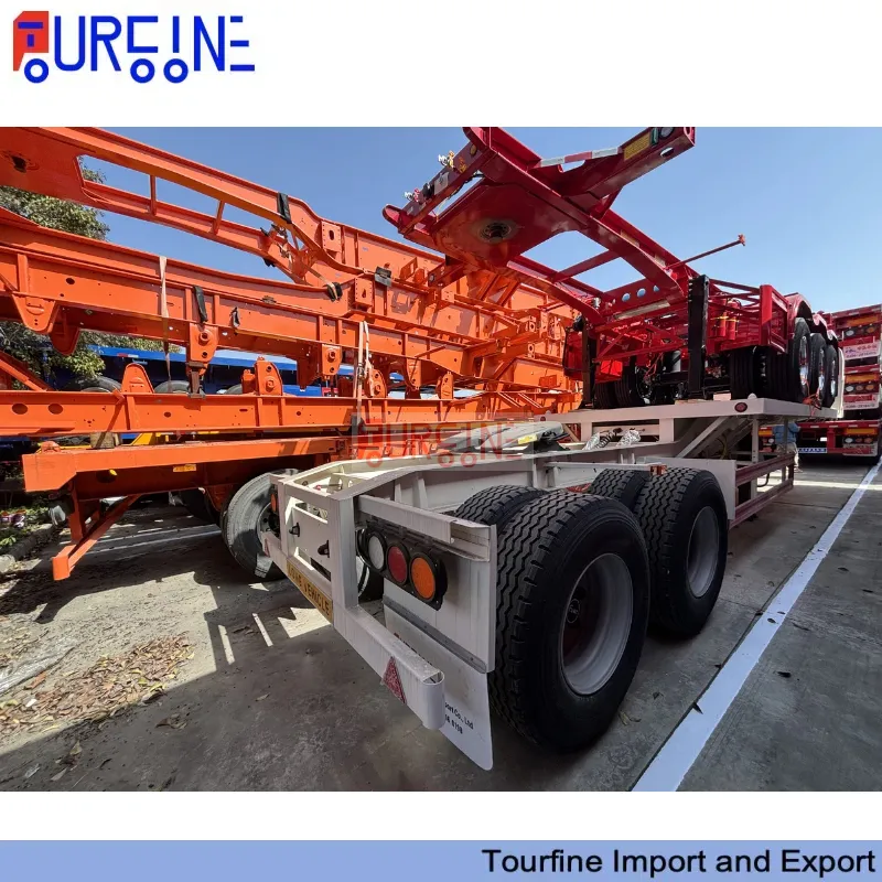 Interlink Or Super Link Flatbed Semi Trailer 2 Axle 40 Ft Shipping Container Trailer With Lock
