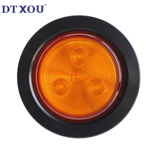 DC 12V 24V 2.5 inch Round LED Trailer Tail Lights for Replace/Repair PC Ring